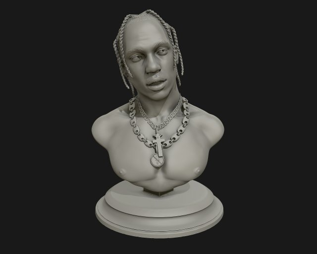 travis scott 3d sculpture ready to 3d print 3d print model 3Dプリントモデル .c4d .max .obj .3ds .fbx .stl .blend 