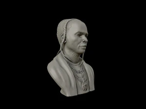 पॉप स्मोक पोर्ट्रेट मूर्तिकला 3डी प्रिंट मॉडल 3D प्रिंट मॉडल