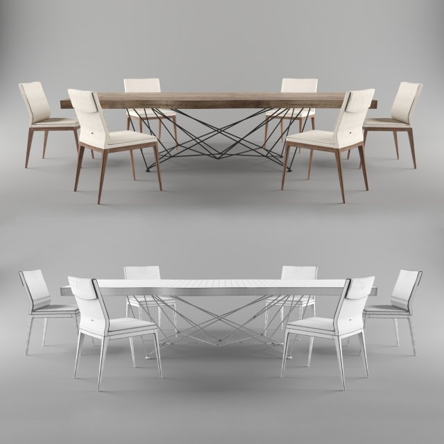 table gordon deep wood chair cattelan italia sofia chair 3D Model .c4d .max .obj .3ds .fbx .stl .blend