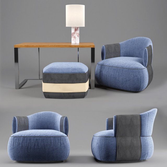trussardi casa larzia armchair 3D Model .c4d .max .obj .3ds .fbx .stl .blend 