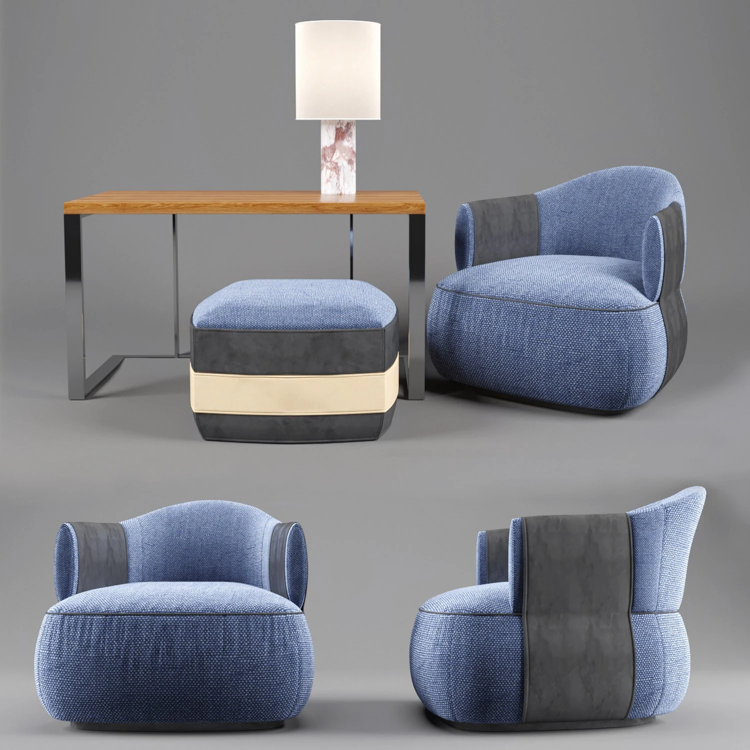 trussardi casa larzia armchair 3D Model .c4d .max .obj .3ds .fbx .stl .blend