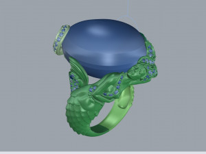mermaid fish ring 3D 打印模型