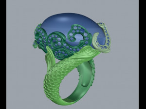 mermaid fish ring 3D 打印模型