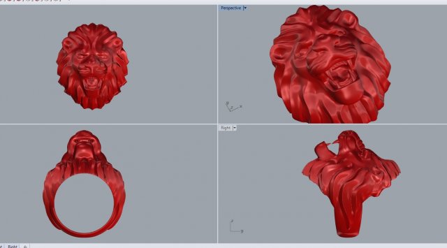 lion ring Model Cetak 3D .c4d .max .obj .3ds .fbx .stl .blend 