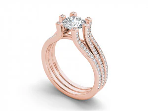 Engagement ring with all details of 23 Cad files 3D Print Model