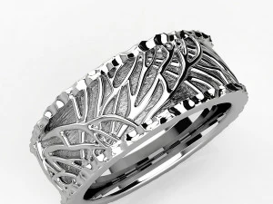 Levensboom gehamerde trouwring 3D printmodel