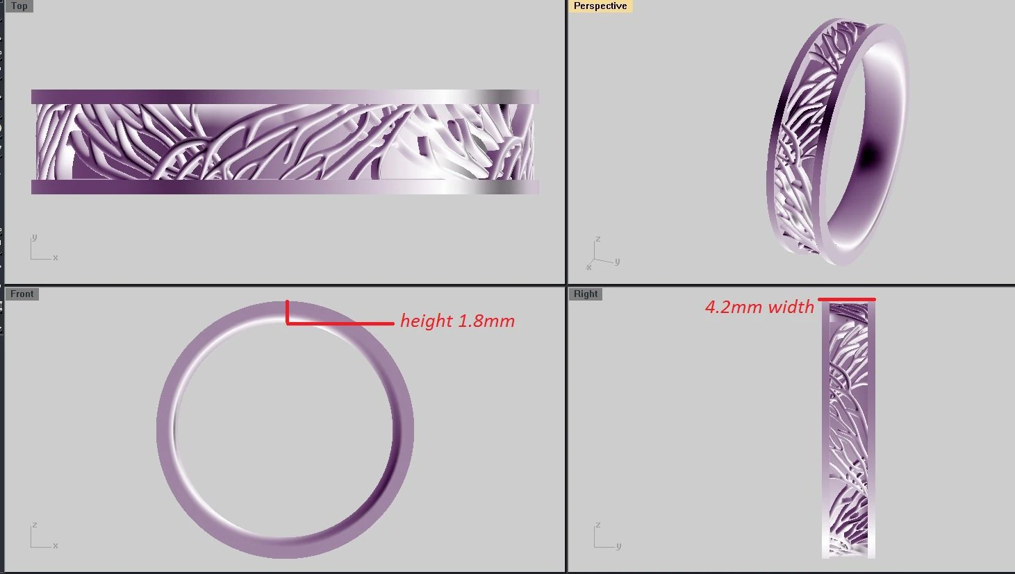 Womens tree of wedding life wedding band 3D Model .c4d .max .obj .3ds .fbx .stl .blend