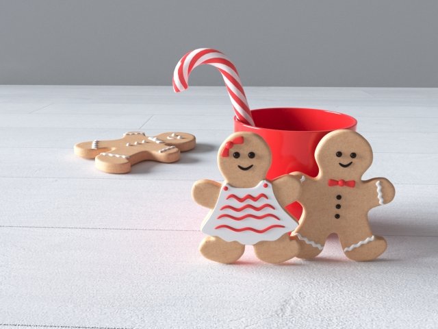 christmas gingerbread man 3D Model .c4d .max .obj .3ds .fbx .stl .blend 