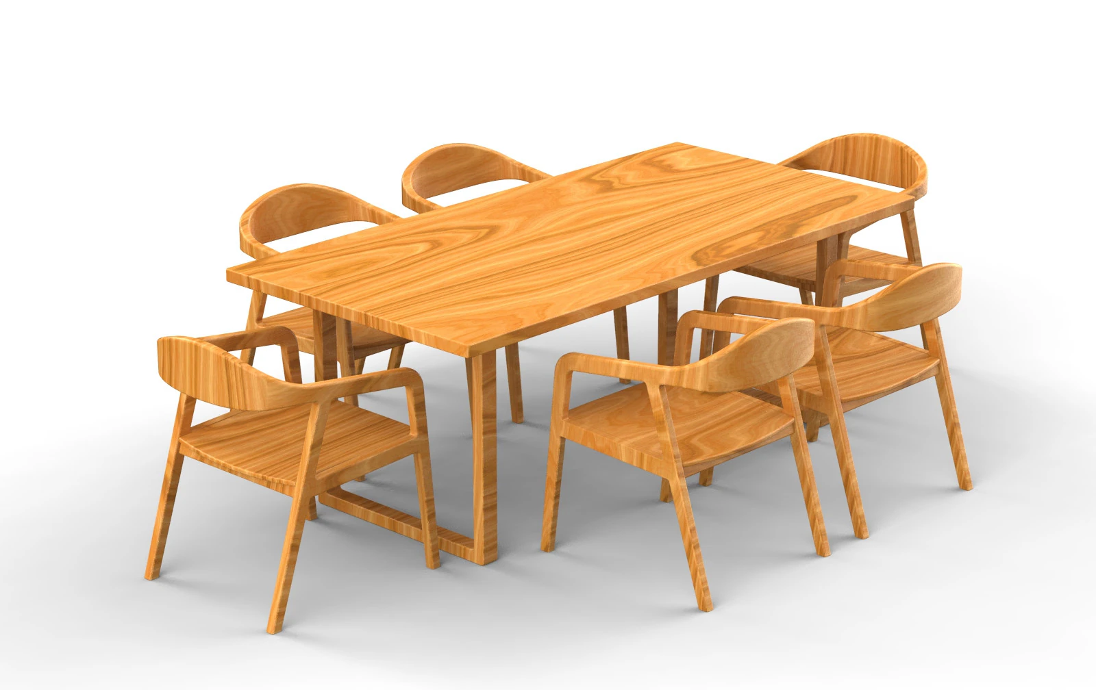 Dining chairs Dining table 01 3D Model .c4d .max .obj .3ds .fbx .stl .blend