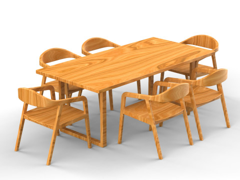 Dining chairs Dining table 01 3D 모델