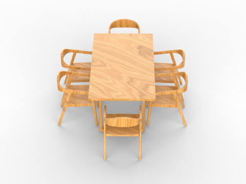 Dining chairs Dining table 01 3D Model