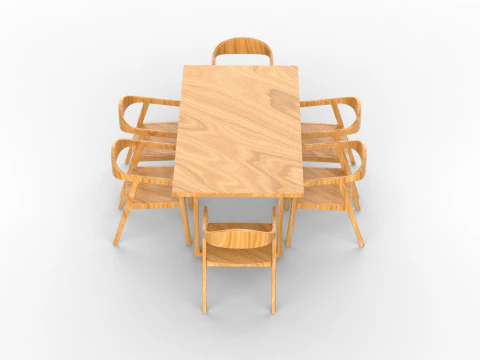 Dining chairs Dining table 01 3D Model