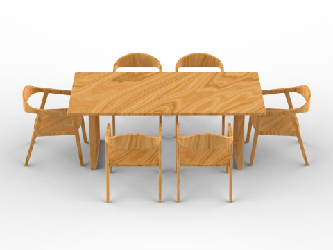 Dining chairs Dining table 01 3D Model