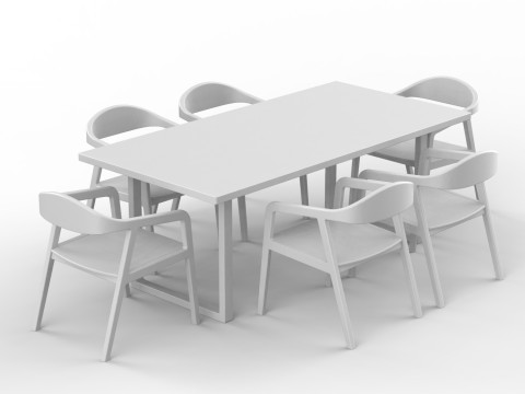 Dining chairs Dining table 01 3D Model