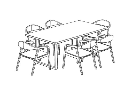 Dining chairs Dining table 01 3D Model