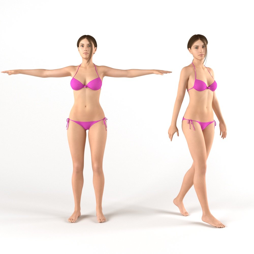 Characters. female bikini 3D Models. 