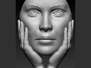 posąg dłoni i twarzy Model 3D