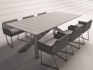 modern dinning table 3 Model 3D