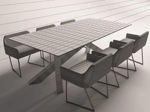 modern dinning table 3 3D Model