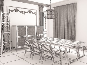 dinning table 4 Model 3D