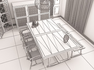 dinning table 4 Model 3D
