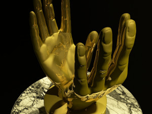 golden hand statue 10 3D Model