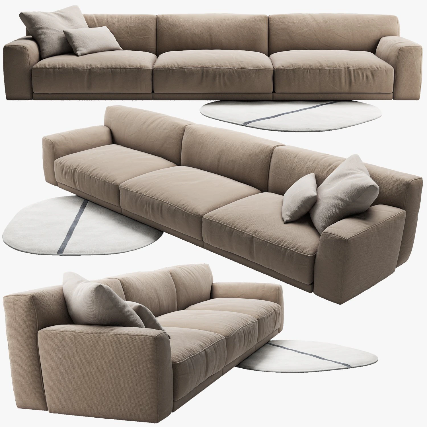 poliform paris seoul sofa 3 3D Model .c4d .max .obj .3ds .fbx .stl .blend 