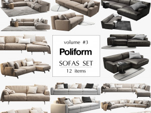 poliform 12 sofas set 3D मॉडल