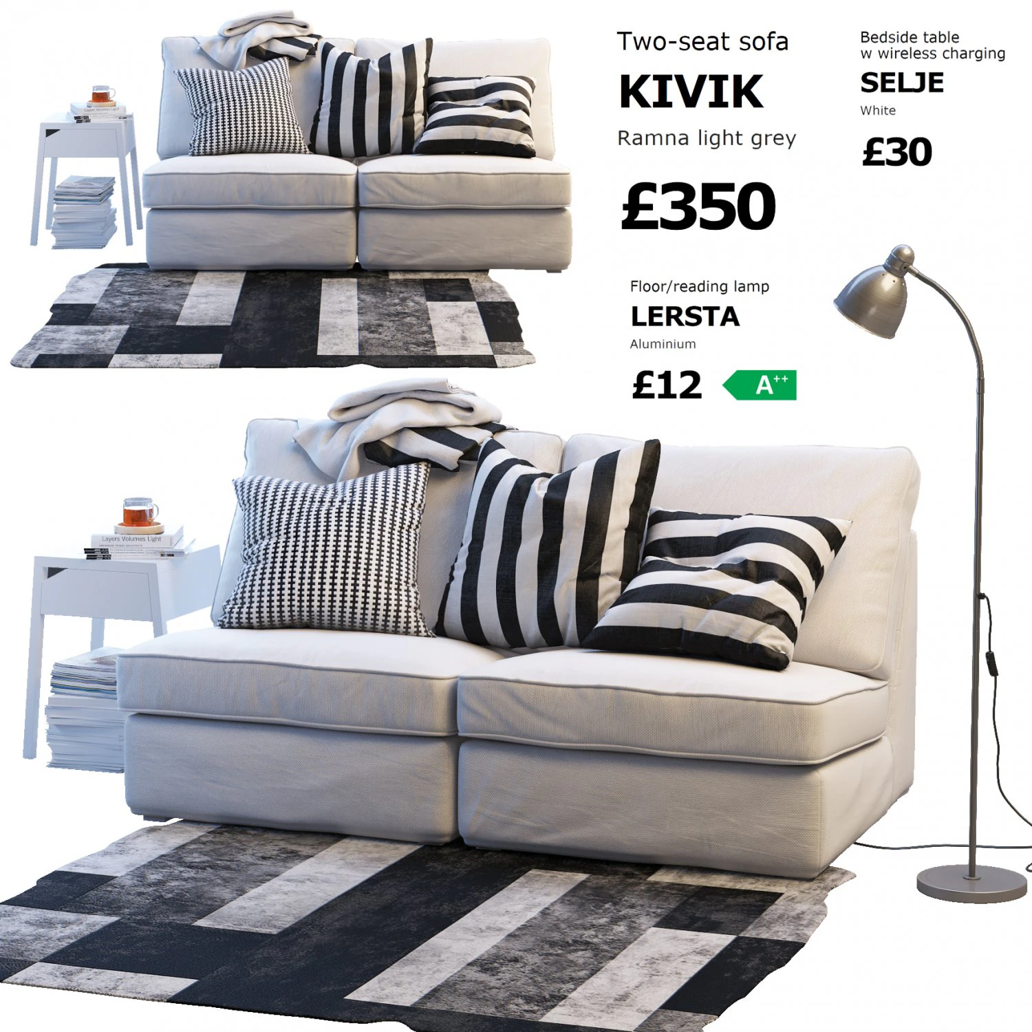 ikea kivik two-seat sofa 3D Model .c4d .max .obj .3ds .fbx .stl .blend 