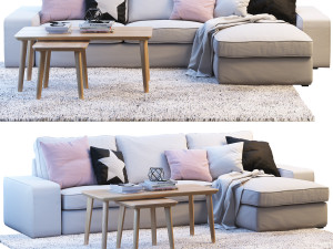 ikea kivik two-seat sofa with chaise longue 3D Модель