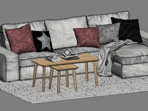 ikea kivik two-seat sofa with chaise longue 3D Model