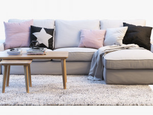 ikea kivik two-seat sofa with chaise longue 3D Model