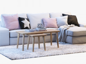 ikea kivik two-seat sofa with chaise longue 3D Model