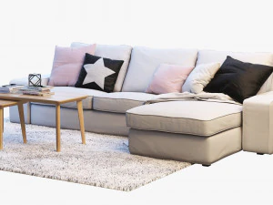 ikea kivik two-seat sofa with chaise longue 3D Model