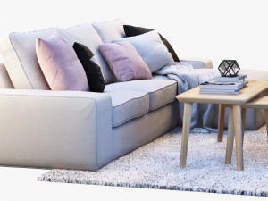 ikea kivik two-seat sofa with chaise longue 3D Model