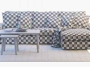 ikea kivik two-seat sofa with chaise longue 3D Model