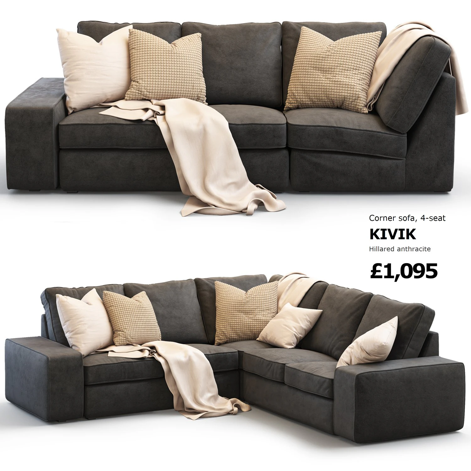 ikea kivik corner sofa 3D Model .c4d .max .obj .3ds .fbx .stl .blend 