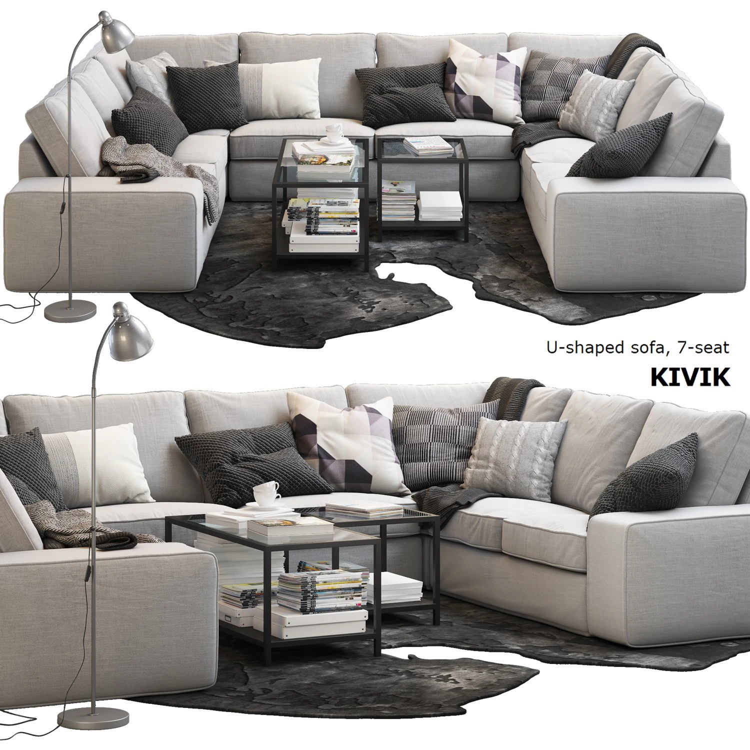 ikea kivik u-shaped sofa 3D Model .c4d .max .obj .3ds .fbx .stl .blend 