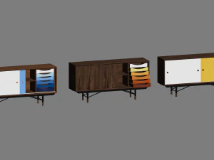1955 sideboard 3 options 3D Model