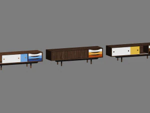 1955 tv cabinet 3 options 3D Model