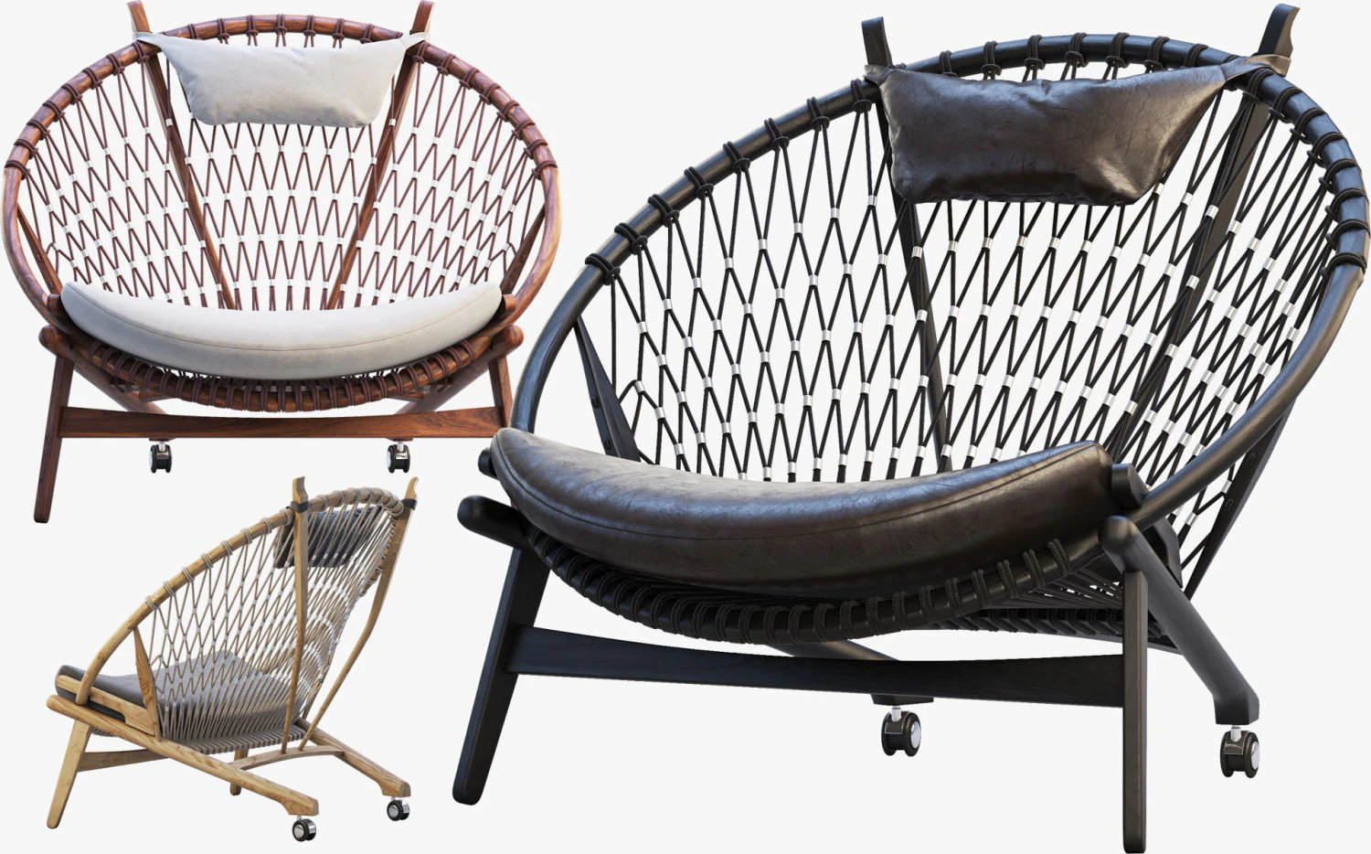 pp130 circle chair 3 options 3D Model .c4d .max .obj .3ds .fbx .stl .blend 