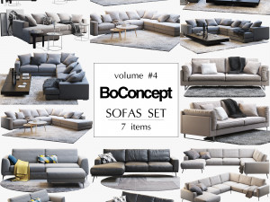 boconcept 7 sofas set 3D मॉडल