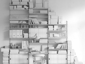 string system bookshelf with workspace 3D Model