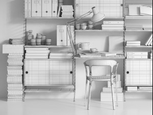 string system bookshelf with workspace 3D Model