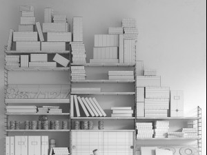string system bookshelf with workspace 3D Model
