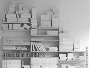 string system bookshelf with workspace 3D Model