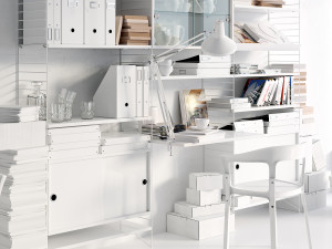 string system bookshelf with workspace 3D Model