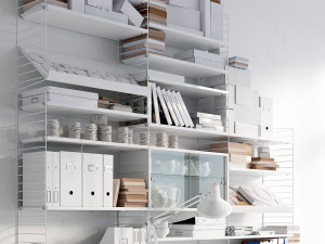 string system bookshelf with workspace 3D Model