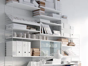 string system bookshelf with workspace 3D Model