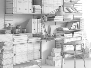 string system bookshelf with workspace 3D Model